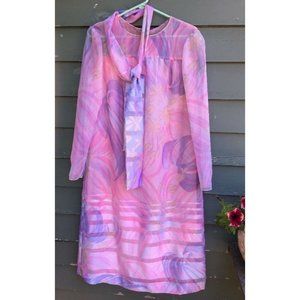 Vintage Designer DON LUIS Dress FLOWING OVERDRESS Chiffon Pastel Spain 60's